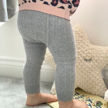 Jambières / Collants sans pied en tricot torsadé pour bébé et tout-petit - Gris chiné 7