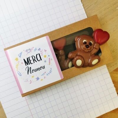 Teddybär "Merci Nounou" aus Milchschokolade x 3