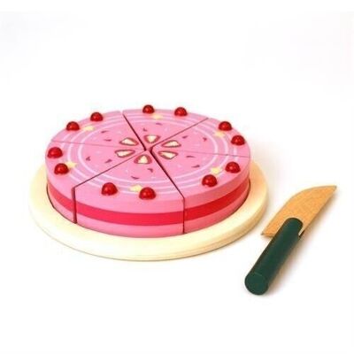 Cake w. velcro, pink fruit topping