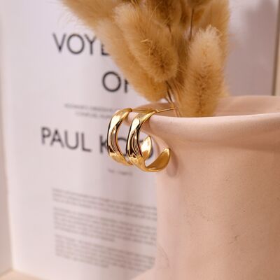 Golden earrings, small flat hoops