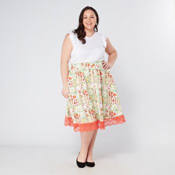 Jupe évasée Cottagecore boutonnée grande taille 'Clover' en Patchwork Floral | Tailles 16 18 20 22 24 26 4