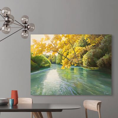Picture with landscape, print on canvas: Adriano Galasso, Serene river