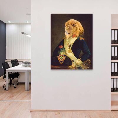 Cuadro pop art con león, impresión sobre lienzo: Stef Lamanche, The Commander