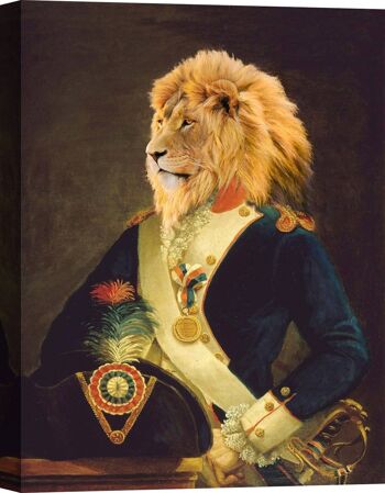 Tableau pop art avec lion, impression sur toile : Stef Lamanche, The Commander 2