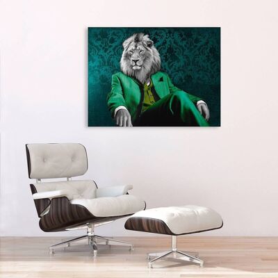 Impression sur toile animal moderne : VizLab, leader pensif (version pop)