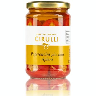 Cirulli Conserve, Hot Peppers Stuffed in Extra Virgin Olive Oil, 280 Gr Pack