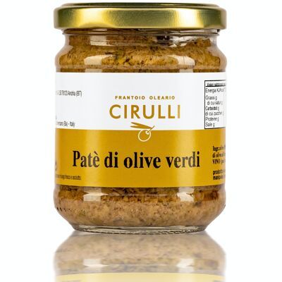 Cirulli Conserve, Paté di Olive Verdi In Olio Extra Vergine Di Oliva, Confezione da 180 Gr