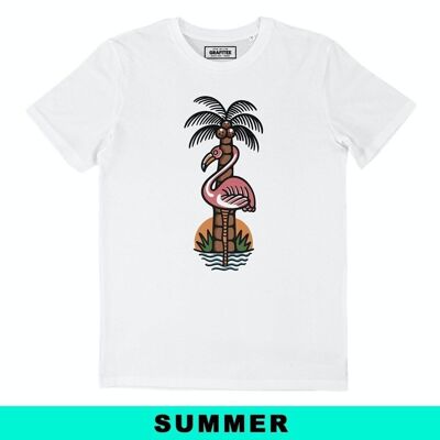 Flam Palm T-Shirt - T-Shirt aus 100 % Bio-Baumwolle - Flamingo-Thema
