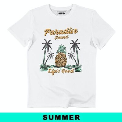 Camiseta Paradise Island - Camiseta estilo verano 100% algodón orgánico