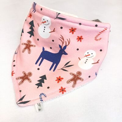 Christmas pink gingerbread Dribble Bib bamboo lined