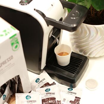 Pod/Pods Espresso Premium - boîte/distributeur de 150 dosettes emballées avec du papier filtre compostable 9