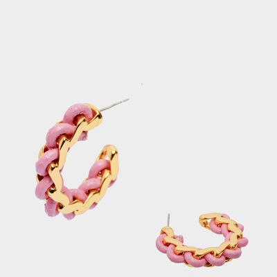 AREA HOOP EARRINGS GOLD AND PINK
