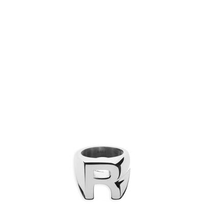 CHUNKY SILVER RING LETTER R