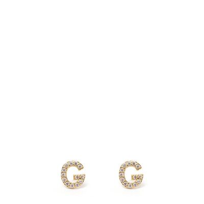 CRYSTALS STUD EARRINGS LETTER G GOLD