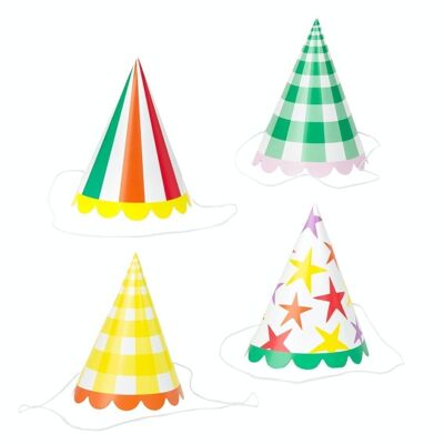 Mehrfarbige Geburtstagspartyhüte – 8er-Pack
