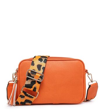 Sangle imprimé léopard, sac à bandoulière pour femme, sac à bandoulière, large sangle réglable, ZQ-070-2 Orange 1