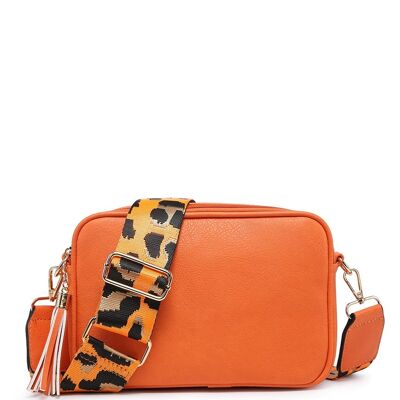 Leopard  Print Strap, Ladies Cross Body Bag ,Shoulder bag , Adjustable Wide Strap, ZQ-070-2 Orange