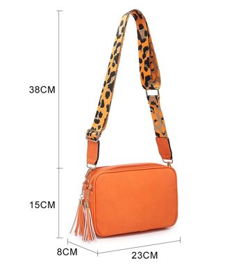 Sangle imprimé léopard, sac à bandoulière pour femme, sac à bandoulière, large sangle réglable, ZQ-070-2 Orange 2