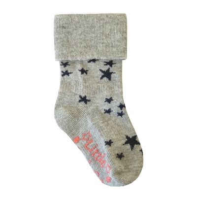 Rutschfeste Stay On Socken in Grau mit Navy Star