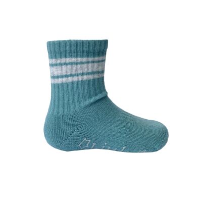 Chaussettes Sporty Non-Slip Stay-on Organic Baby and Toddler Quarter Crew - Aqua Single