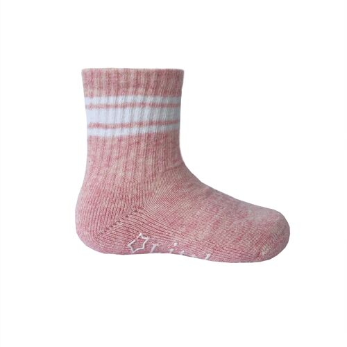 Sporty Non-Slip Stay-on Organic Baby and Toddler Quarter Crew Socks - Rose Single