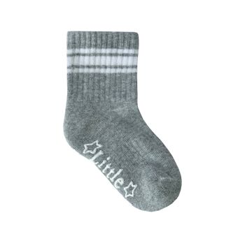 Chaussettes Sporty Non-Slip Stay-on Organic Baby and Toddler Quarter Crew - Gris Unique 3