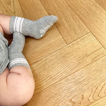 Chaussettes Sporty Non-Slip Stay-on Organic Baby and Toddler Quarter Crew - Gris Unique 4
