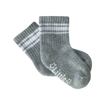 Chaussettes Sporty Non-Slip Stay-on Organic Baby and Toddler Quarter Crew - Gris Unique 5