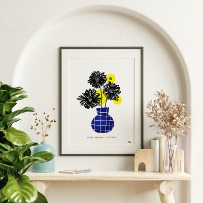 Blumen-Plakat - blaue Vase