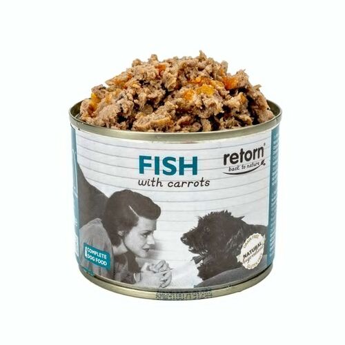 Comida húmeda para perros de pescado con zanahorias de RETORN