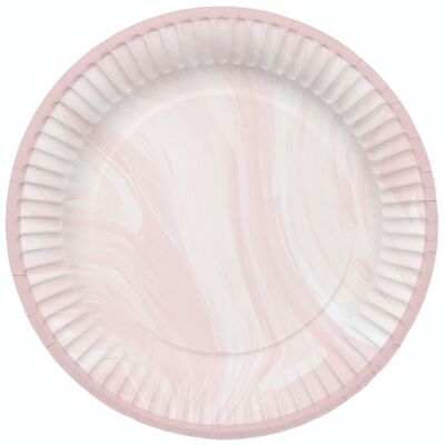Plates Marble Pink 23cm - 8 pieces