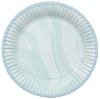 Assiettes Marbre Bleu 23cm - 8 pièces