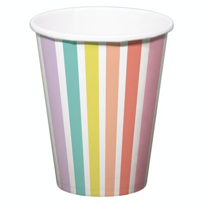 Bekers Strepen Pastel 250ml - 6 stuks