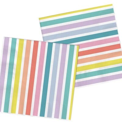 Napkins Stripes Pastel 33x33cm - 20 pieces