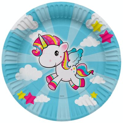 Platos Unicornio 23cm - 8 piezas