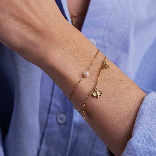 Bracelet Stacey - abeille et perle d'eau douce