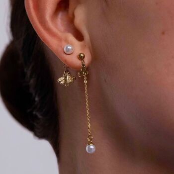 Boucles Stacey - abeille et perle d'eau douce 1