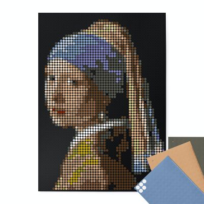 Ensemble pixel art avec points de colle - vermeer 50x70 cm