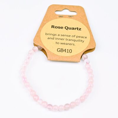 Bracelet perlé de pierres précieuses de quartz rose de 4 mm