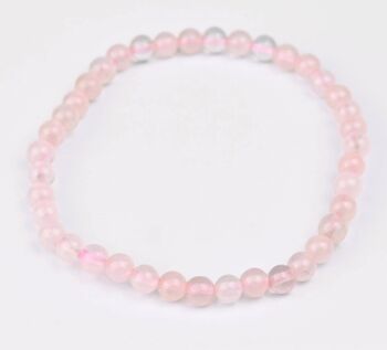 Bracelet perlé de pierres précieuses de quartz rose de 4 mm 2