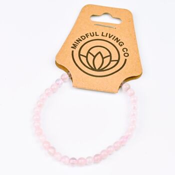 Bracelet perlé de pierres précieuses de quartz rose de 4 mm 3