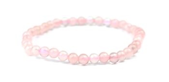 Bracelet perlé de pierres précieuses de quartz rose de 4 mm 6