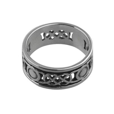 Silver oxidized 8mm pierced celtic Wedding Ring Size P (SKU 1505S99LQP)