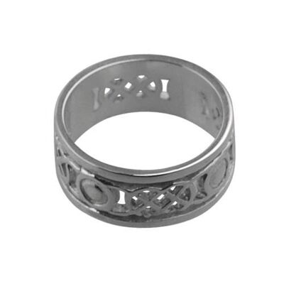 Silver 8mm pierced celtic Wedding Ring Size N (SKU 1505SLQN)