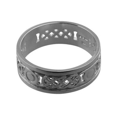 Silver 8mm pierced celtic Wedding Ring Size R (SKU 1505SRZ1R)