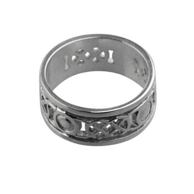 9ct White Gold 8mm pierced celtic Wedding Ring Size P (SKU 1505WLQP)