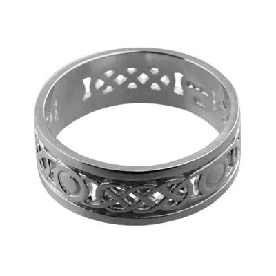 9ct White Gold 8mm pierced celtic Wedding Ring Size R (SKU 1505WRZ1R)