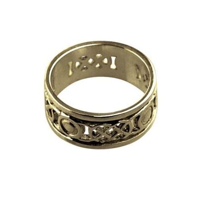 18ct Gold 8mm pierced celtic Wedding Ring Size N (SKU 1505YLQN)