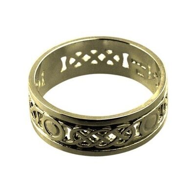 18ct Gold 8mm pierced celtic Wedding Ring Size R (SKU 1505YRZ1R)