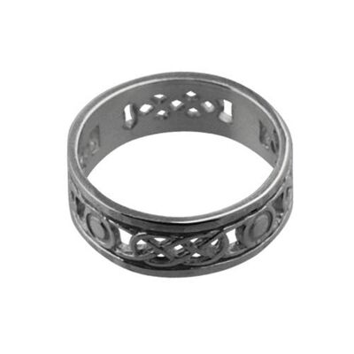 18ct White Gold 6mm pierced celtic Wedding Ring Size I (SKU 1506EHQI)